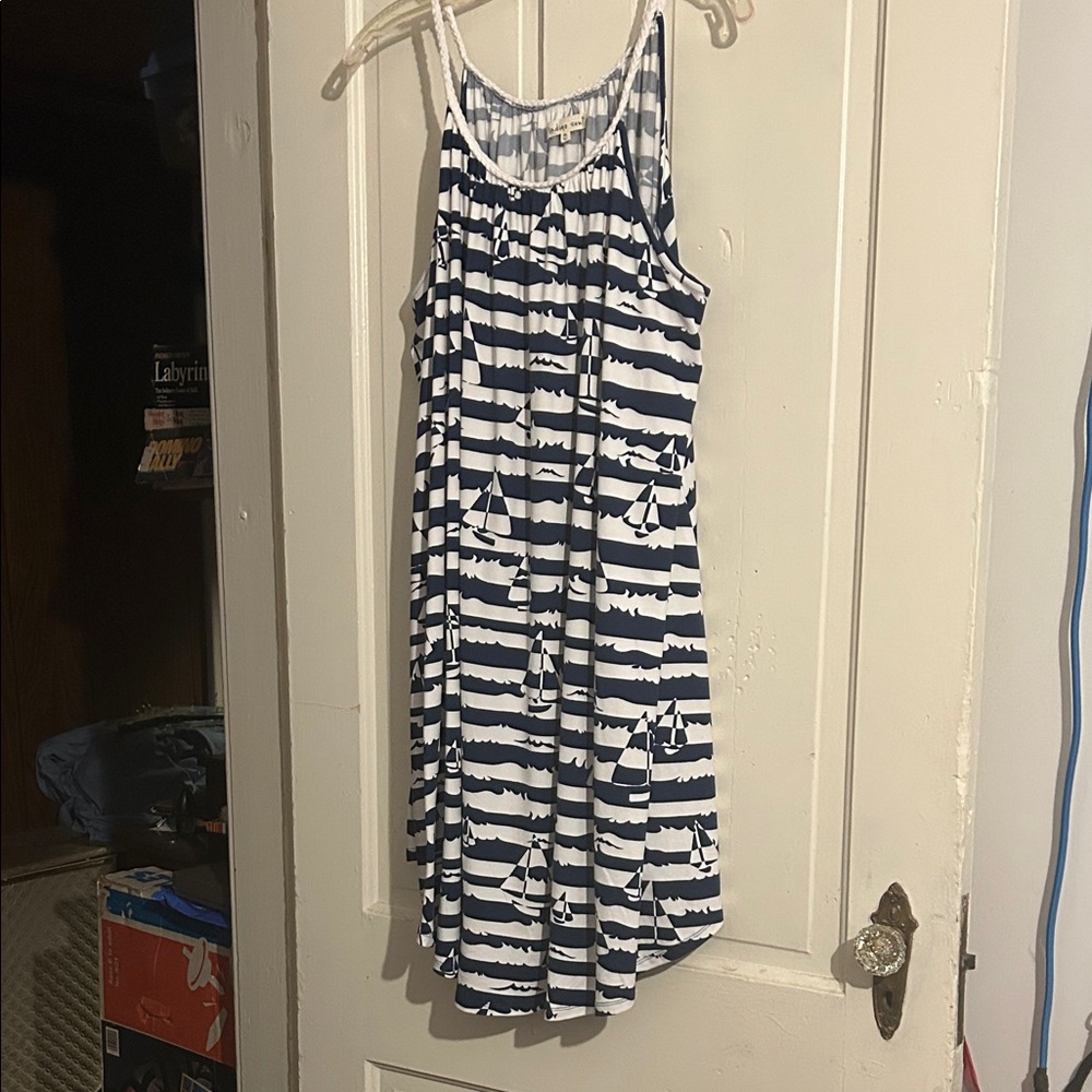 Indigo Soul Nautical Navy and White Midi Dress